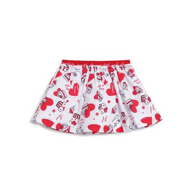 Girls White & Red Woven Skirt